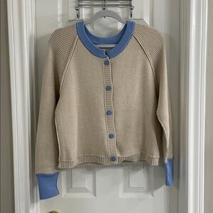 FP Dupe Cream and Blue Cardigan size M NWOT